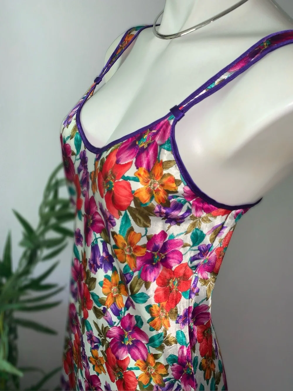 b l o o m :: Vintage Floral Satin Slip Dress Nightie Nightgown - Picture 6 of 14